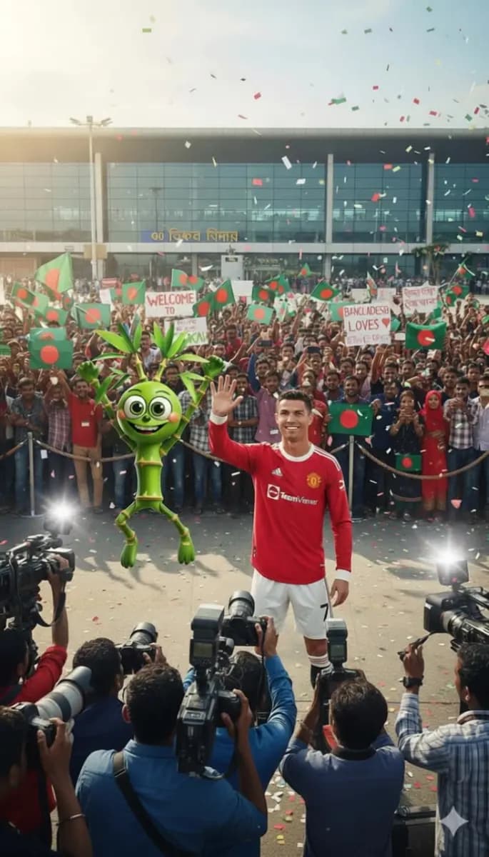 Ronaldo Waves To Crowd At Bangladesh Airport Welcome Ceremony
