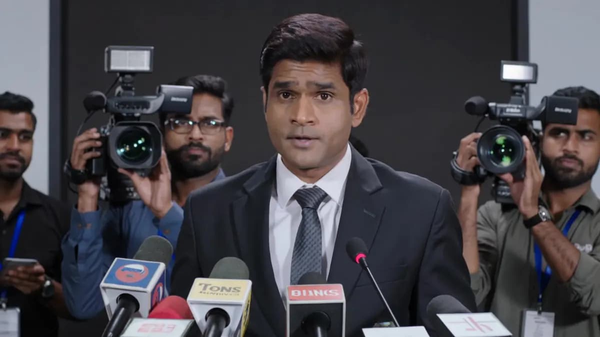 Man In Suit Giving A Good Speech At Press Conference