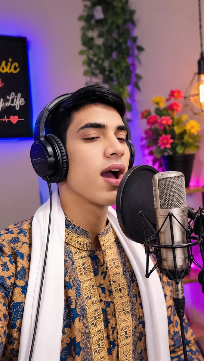 Bangladeshi Male Singer In Professional Studio Singing With Natural Lip Sync