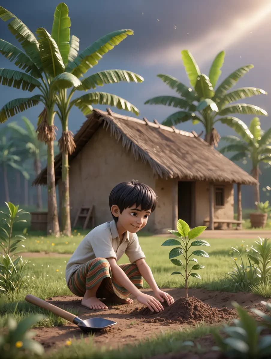 Plant Trees Save The Planet Young Boy Gardening