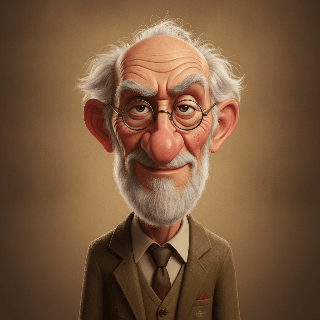 Expressive caricature in pixar style unreal charming seemingly mischievous ir…